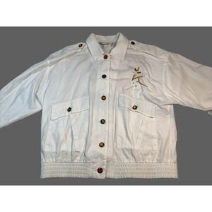 Saint Germain Paris Vintage Women's 1980's White Jacket Design Colorful Theme
